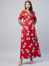 Girls Blue Polyester Crepe Floral Hi-Lo Dress